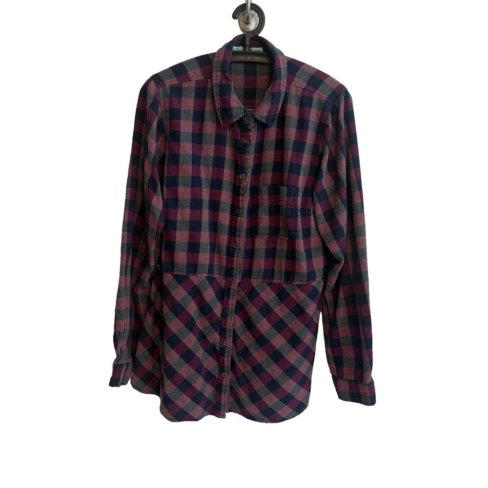 Maurices Womens Button Lightweight Flannel Shirt Size L Minimalist Normcore Chic